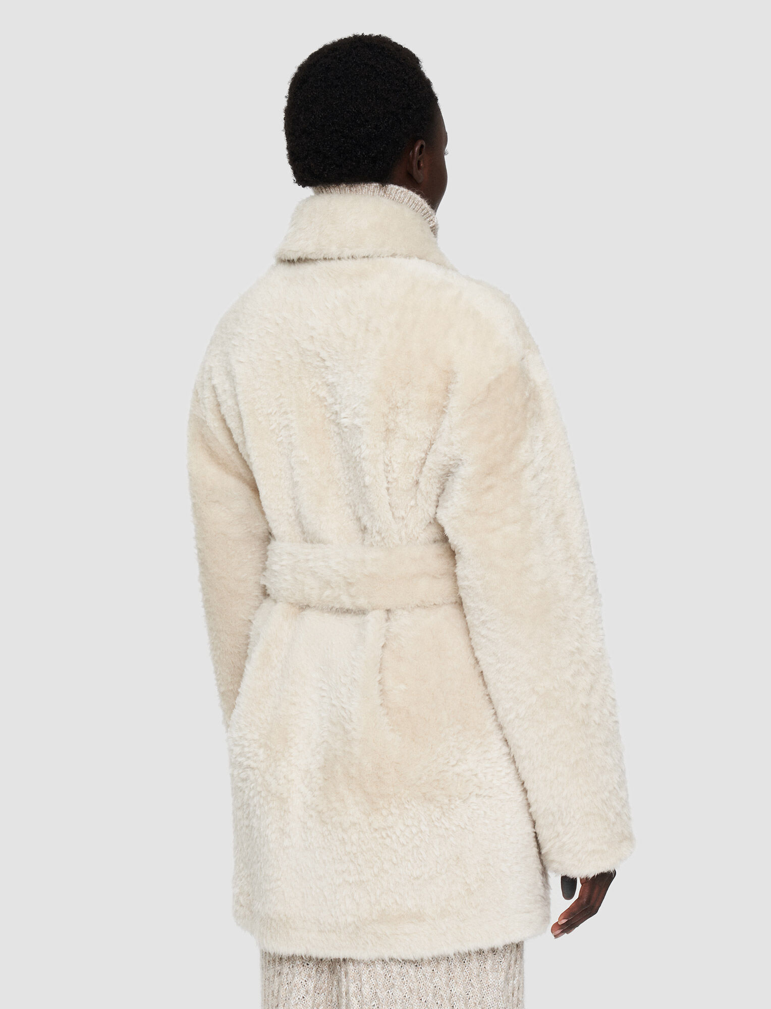 Joseph, Textured Shearling Clery Coat, in Natural